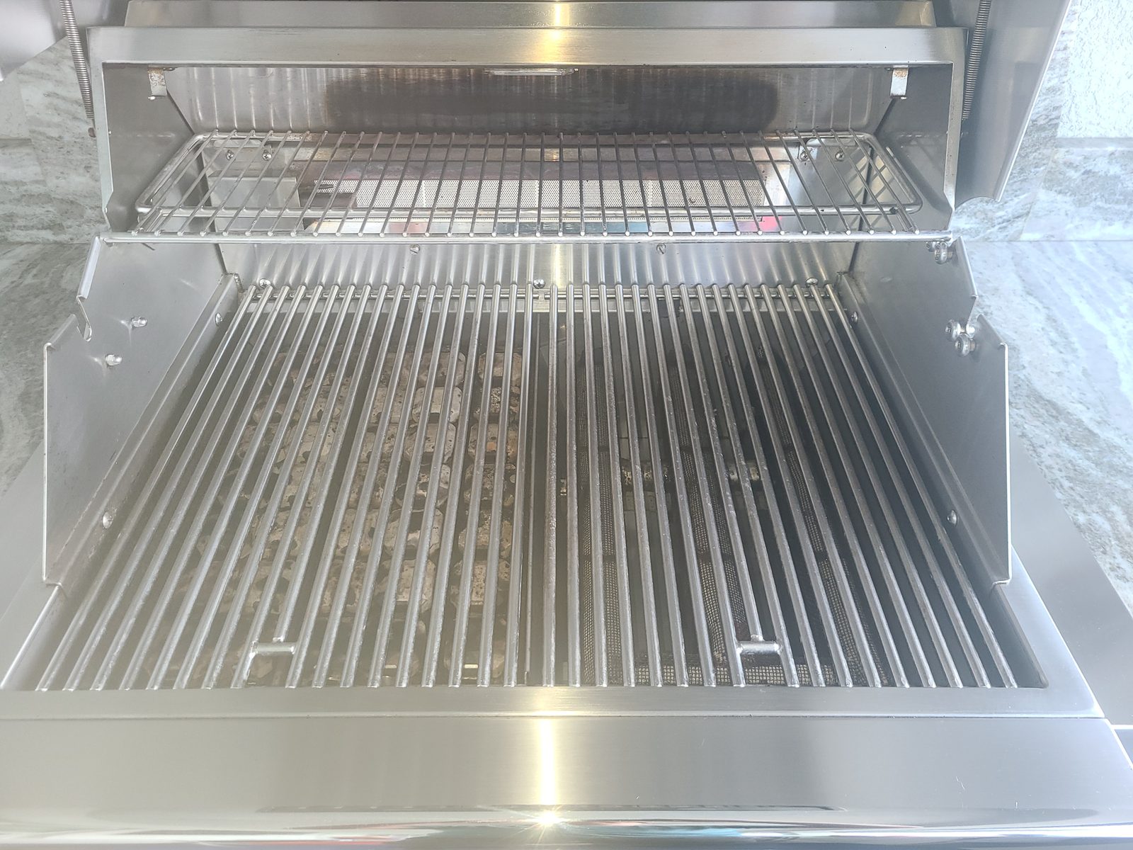 Built-in grill fully restored — rust and grease removed from grates and interior by Xtreme Grill Clean in Sarasota FL
