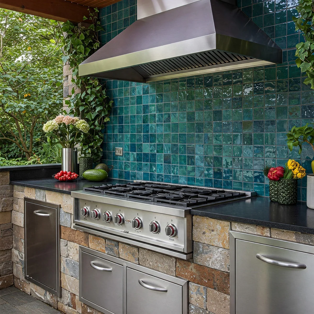 Outdoor Kitchen Backsplash Cleaning